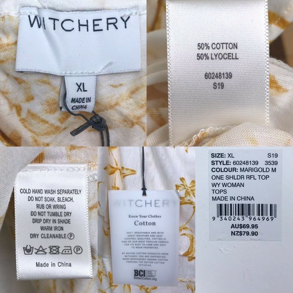 SOLD Witchery Yellow Floral Print Top XL - Picture 12 of 12